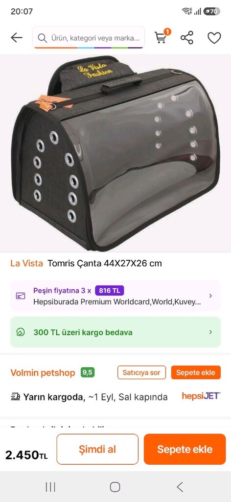 LA VİSTA FASHION EVCİL HAYVAN TAŞIMA ÇANTASI - 8