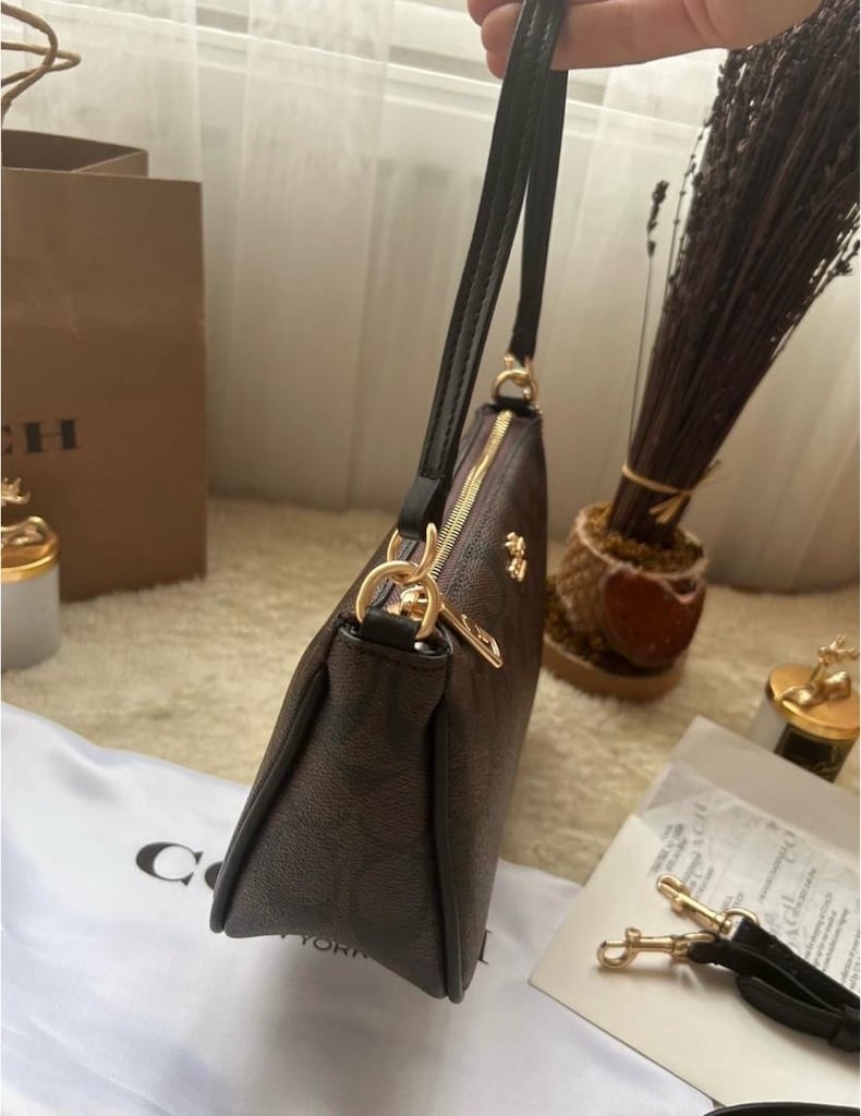 TOP HANDLE POUCH IN SIGNATURE Acı Kahve - 10