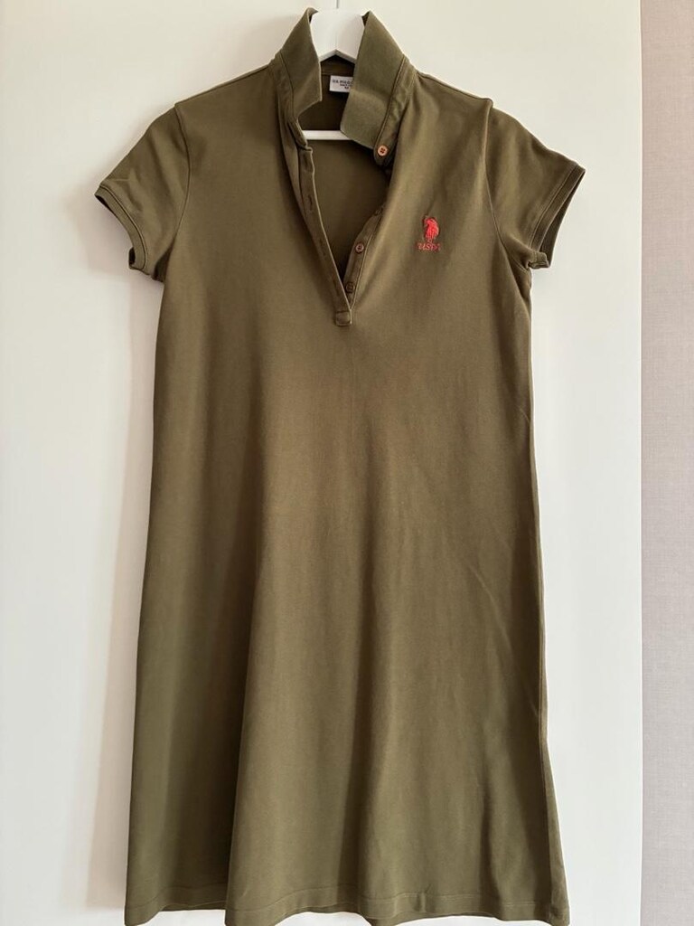 US Polo Assn Haki Polo Yaka Elbise