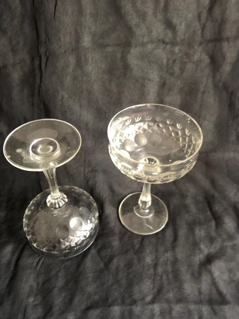 2 parça kristal kesme yayvan martini bardağı *İKİSİNİN FİYATIDIR* - 2