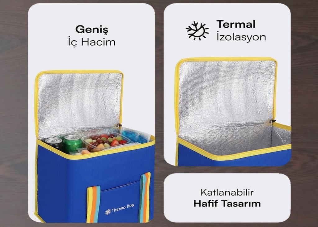 Termos Çanta Piknik İçin, Soğuk Tutar Mavi 30,5LT - 6