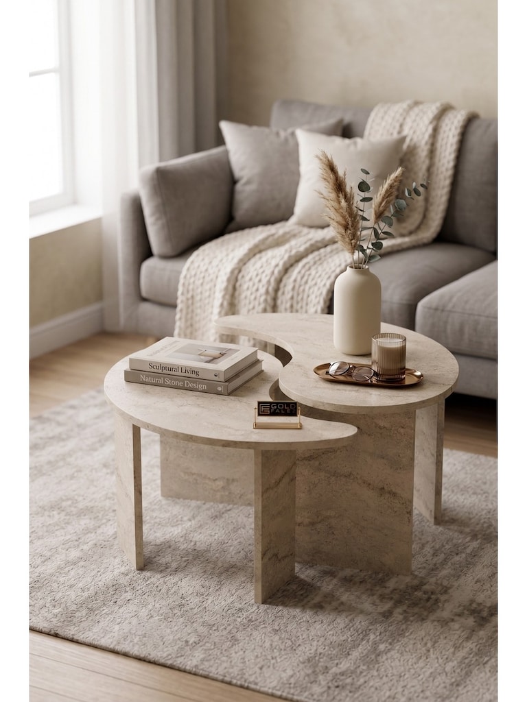 ORTA SEHPA, 2' Lİ SEHPA SETİ, MODERN DEKORATİF SALON SEHPA SETİ - 2