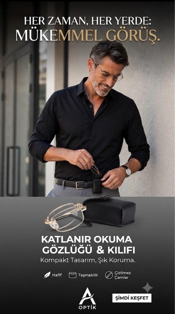+2.5 Numara Paslanmaz Metal Katlamalı Okuma Gözlüğü - 5