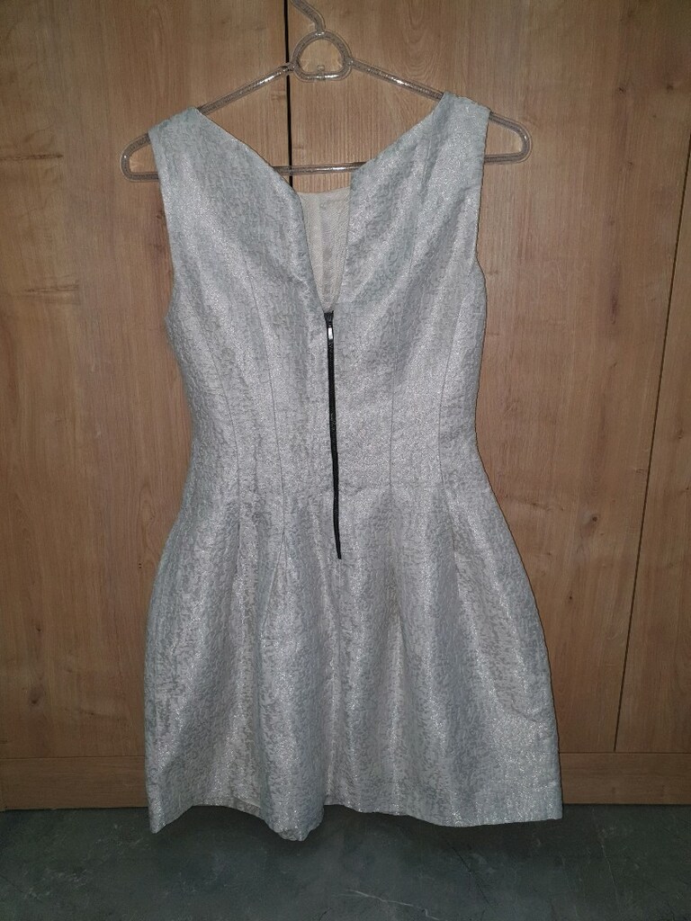 Zara Kolsuz Midi gümüş jakarlı Abiye Elbise - 9