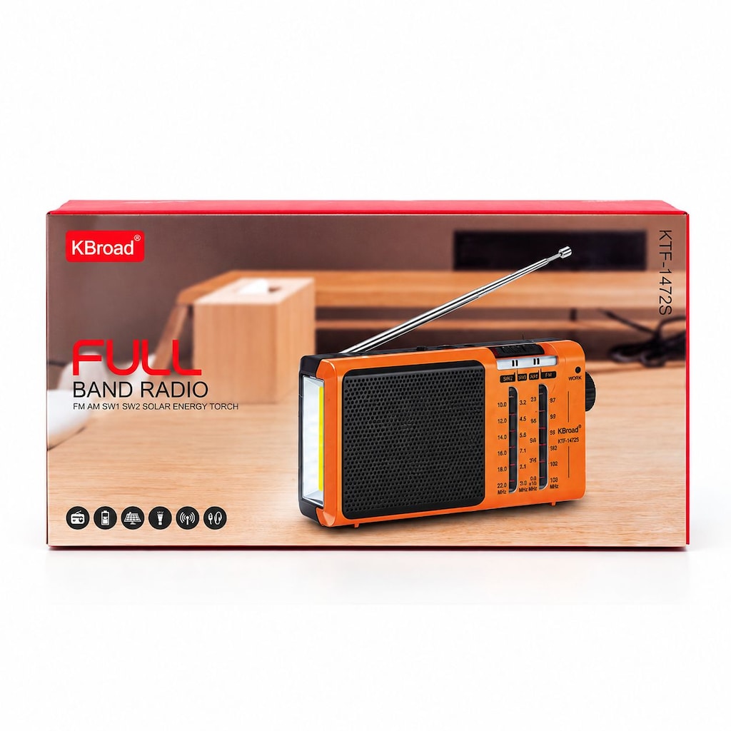 KTF-1472S Solar Şarjlı 4 Band Radyo FM AM SW1 SW2 El Fenerli - 10