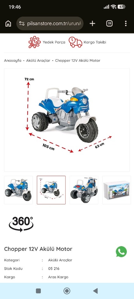 Pilsan Chopper 12V Akülü Motor - 5