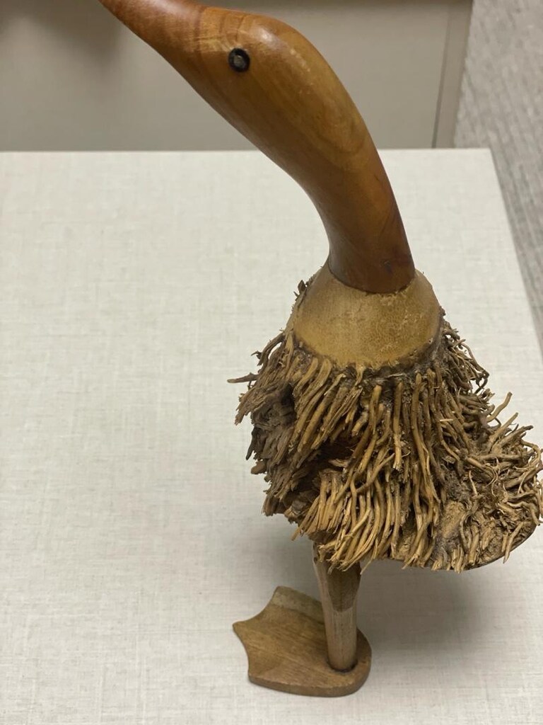 El Yapımı Ahşap ve Bambu Kökü Ördek Biblo (30-35 cm Rustik Dekor) - 2
