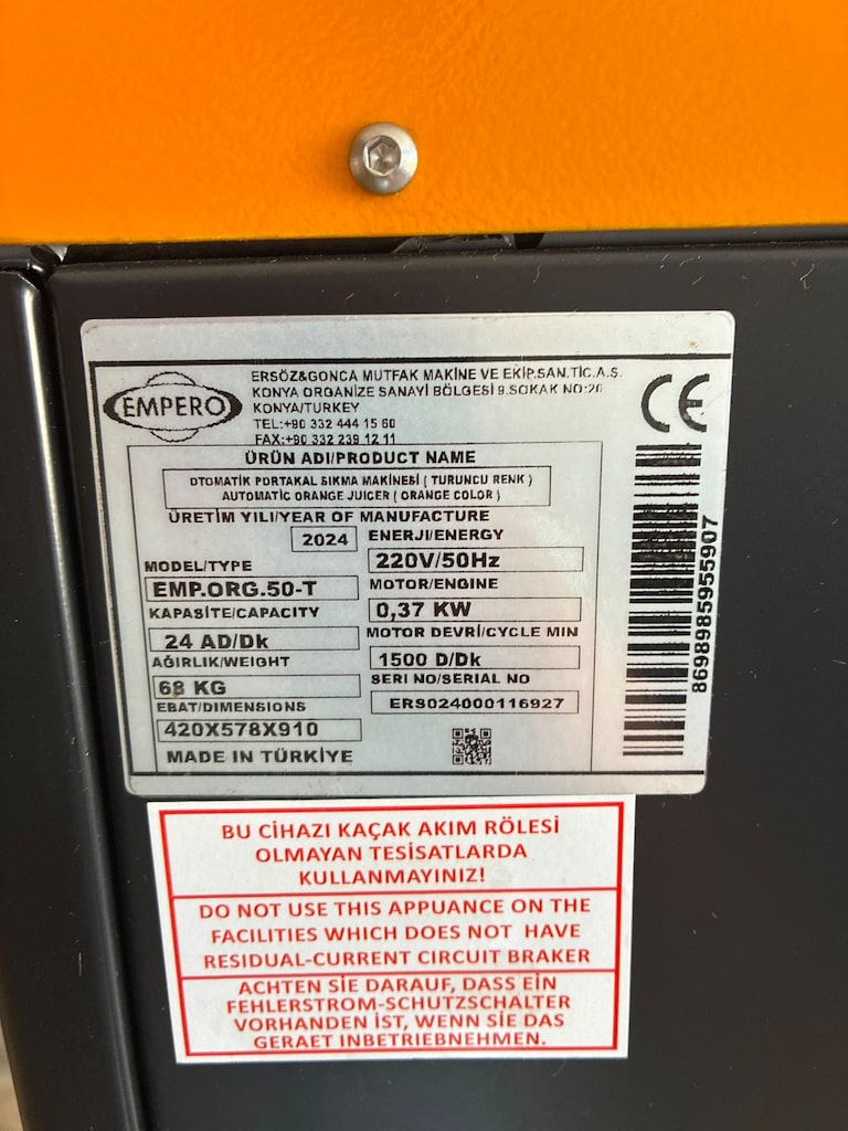 SIFIR Empero Otomatik Portakal Sıkma Makinesi EMP.ORG.50-T - 8