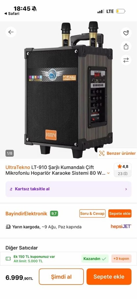 TORİMA ÇİFT MİKROFON BLUETOOTH HOPARLÖR