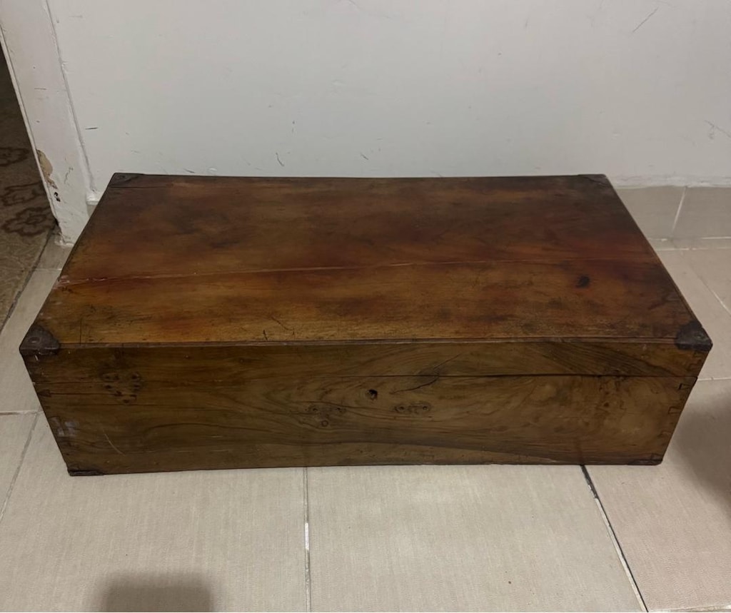 Vintage Masif Ahşap El Yapımı Valiz Sandık 70x38x20 cm - 4