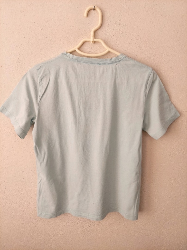 Trendy Açık Mavi resim Baskılı Tişört - 5