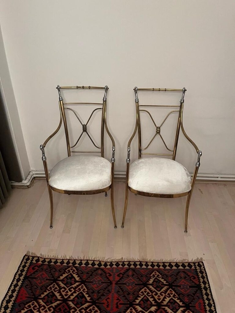İtalyan pirinç krom sandalye - 12