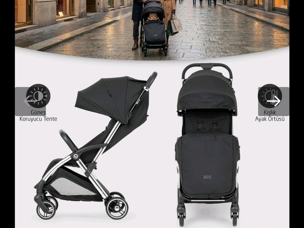 Tek elle otomatik kapanan kabin boy bebek arabası – Elele Nuvola - 3