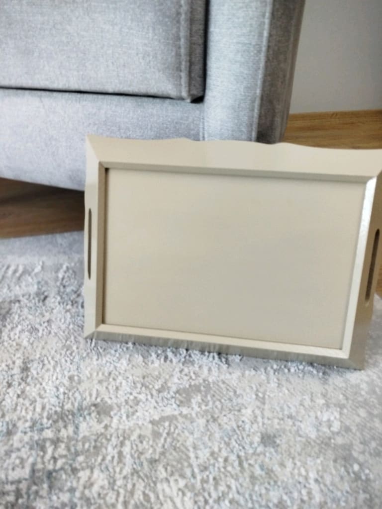 Çok Şık Mor Çiçek Desenli Epoksi Kaplama Sunum Tepsisi - 2