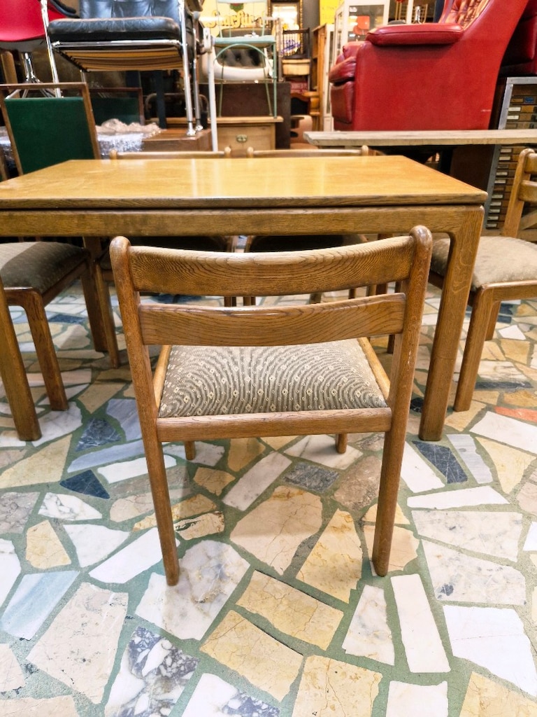 vintage meşe yemek masası ve 5 sandalye - 4