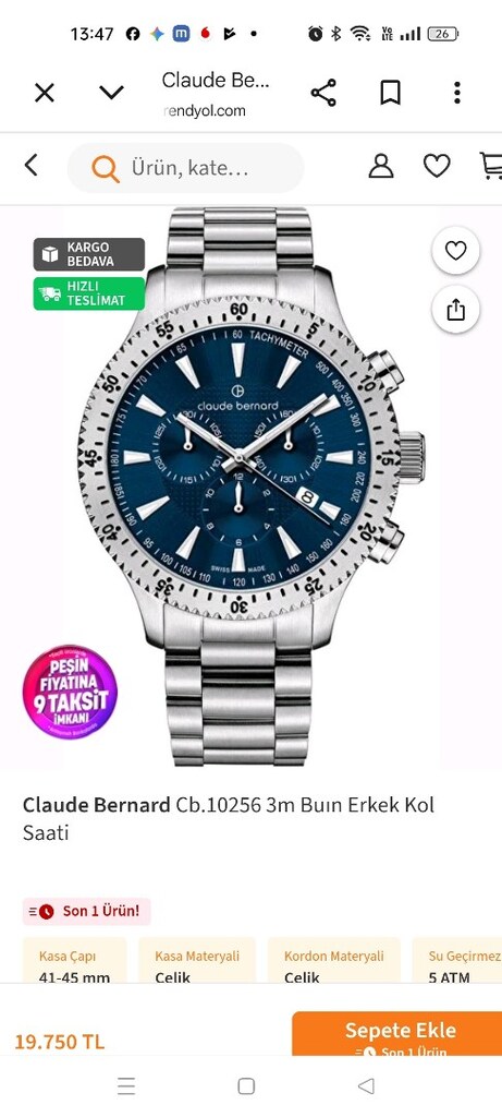 claude bernard erkek saat swiss made - 12