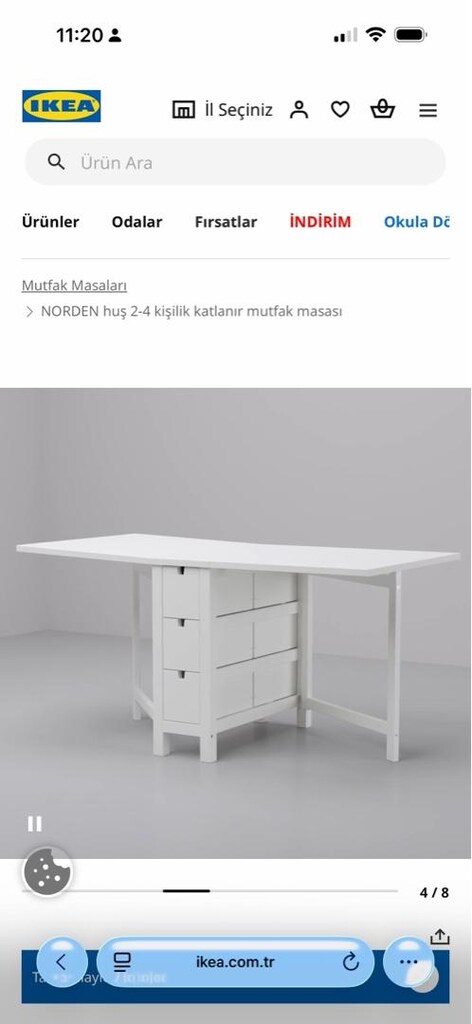 katlanır mutfak masası , huş, 2-4 kişilik, 26/89/152x80 cm - 6