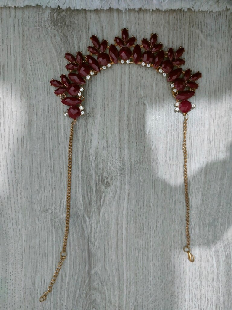 Bordo Taşlı Saç Aksesuarı - 2