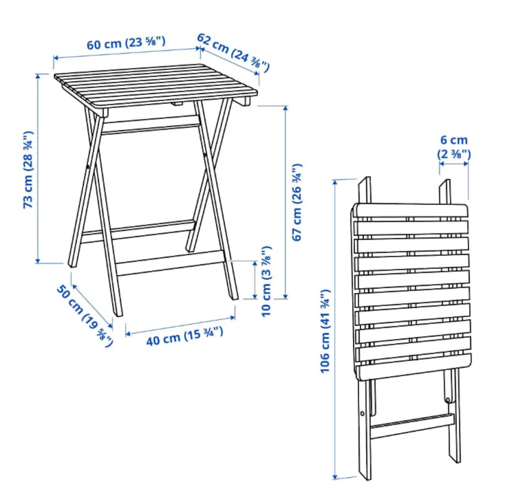 IKEA KATLANIR BALKON MASASI VE 3 LÜ SANDALYE TAKIMI - 6
