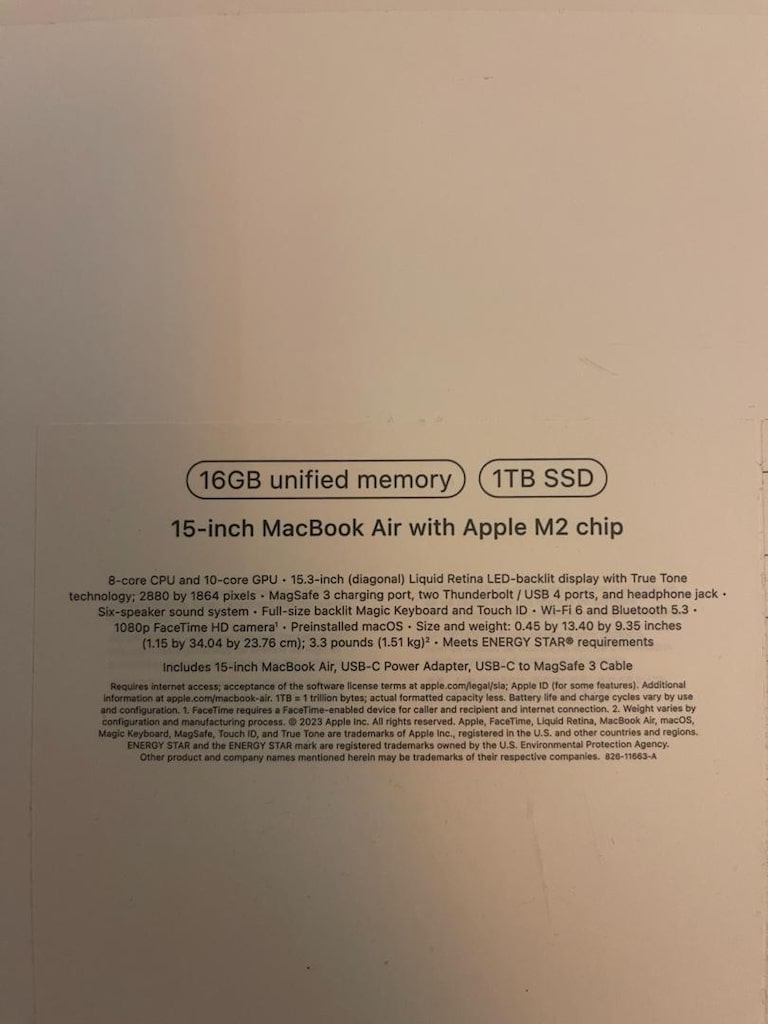 MACBOOK AIR M2 16GB RAM 1 TH SSD - 5