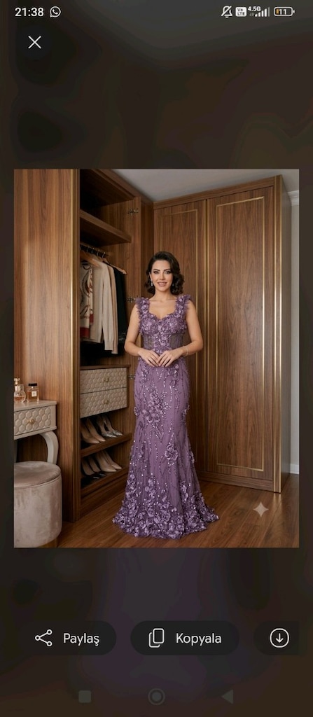 mor çiçekli abiye - 3