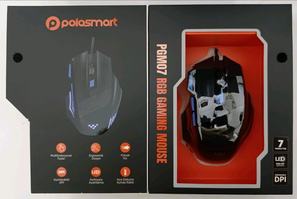 Polosmart PGM07 RGB Led Aydınlatmalı 3600 DPI Kablolu Oyuncu Gaming Mo - 2