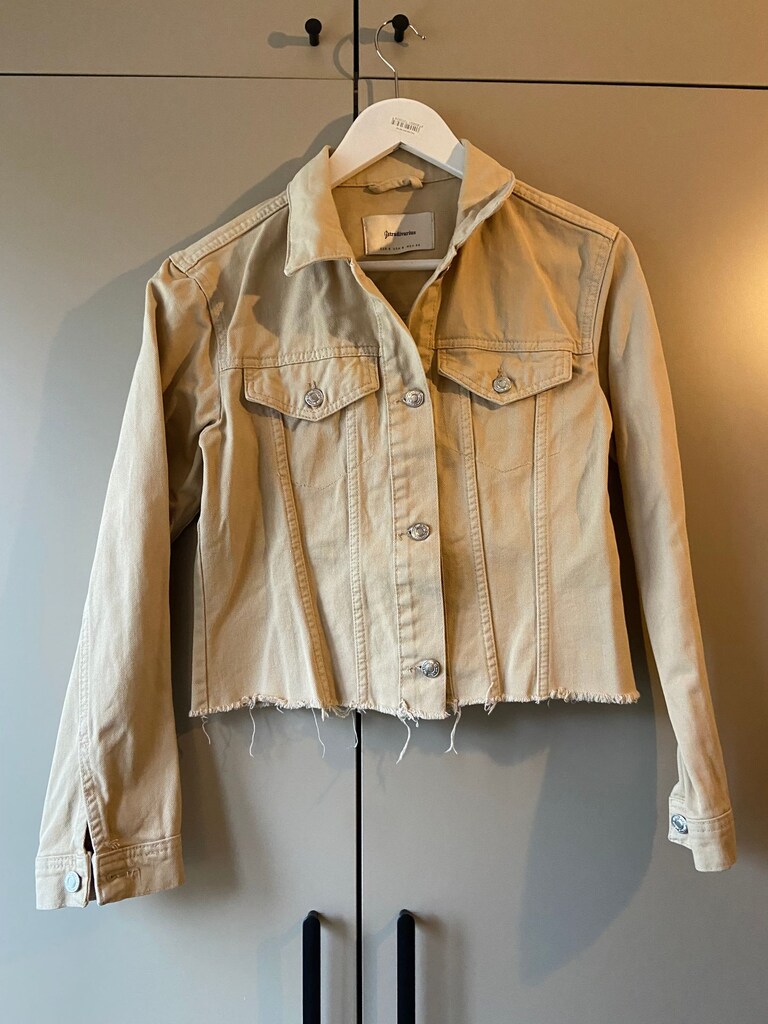 Stradivarius Bej Kot Mont Ceket Crop Model S Beden