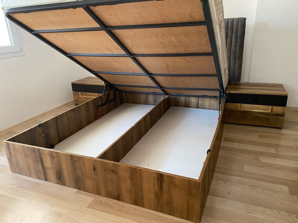160x200 ÇİFT KİŞİLİK BAZA, BAŞLIK VE 2 ADET KOMİDİN - 4