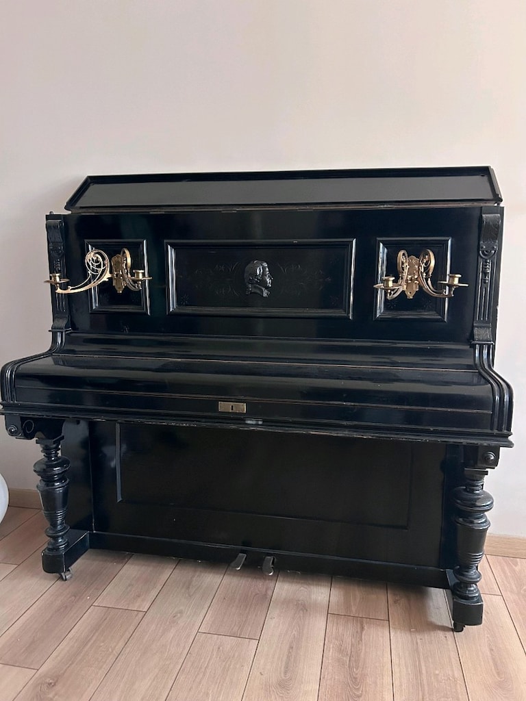 Antika Alman Piyanosu – Heinr. Knauss Söhne Coblenz – Orijinal Şamdanl - 3