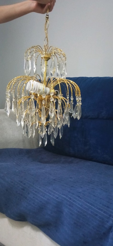 altın renkli kristal süsleme li avize - 2