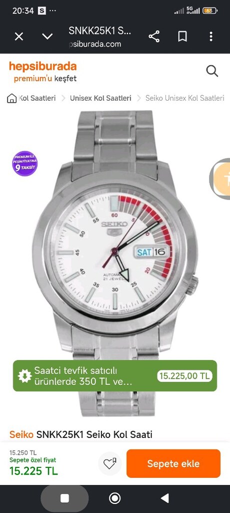 Seiko 5 snkk25k 2.el nokta hatasız garantili faturalı - 5