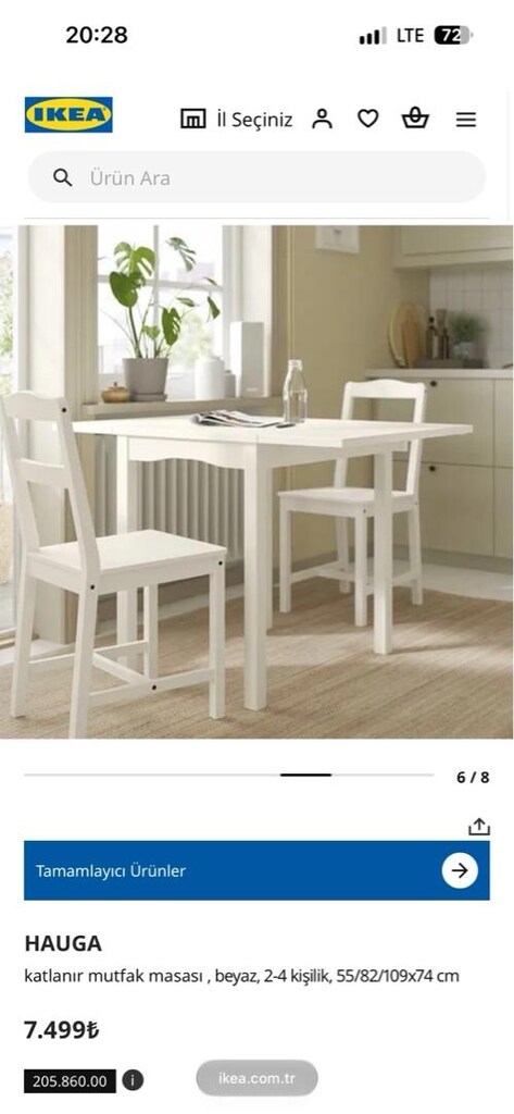 ikea hauga katlanır mutfak masa beyaz MDF - 4