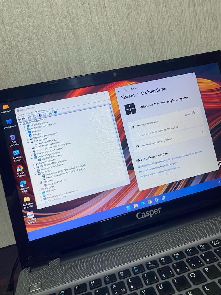 CASPER-8GB RAM-120GB SSD-YENİ NESİL-SLİM SILVER-ORİJİNAL W11-LAPTOP - 4