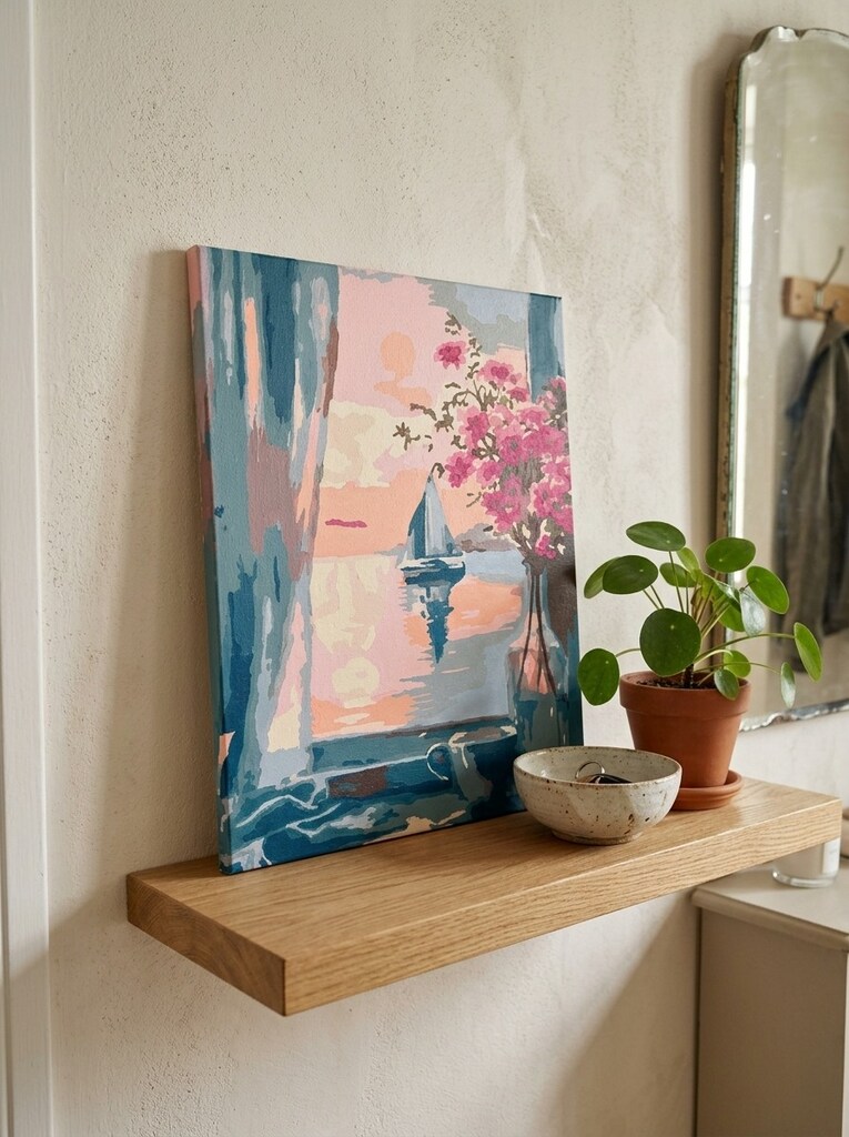 40x50 cm Çerçevesiz Yelkenli ve Çiçek Kanvas Tablo - 3