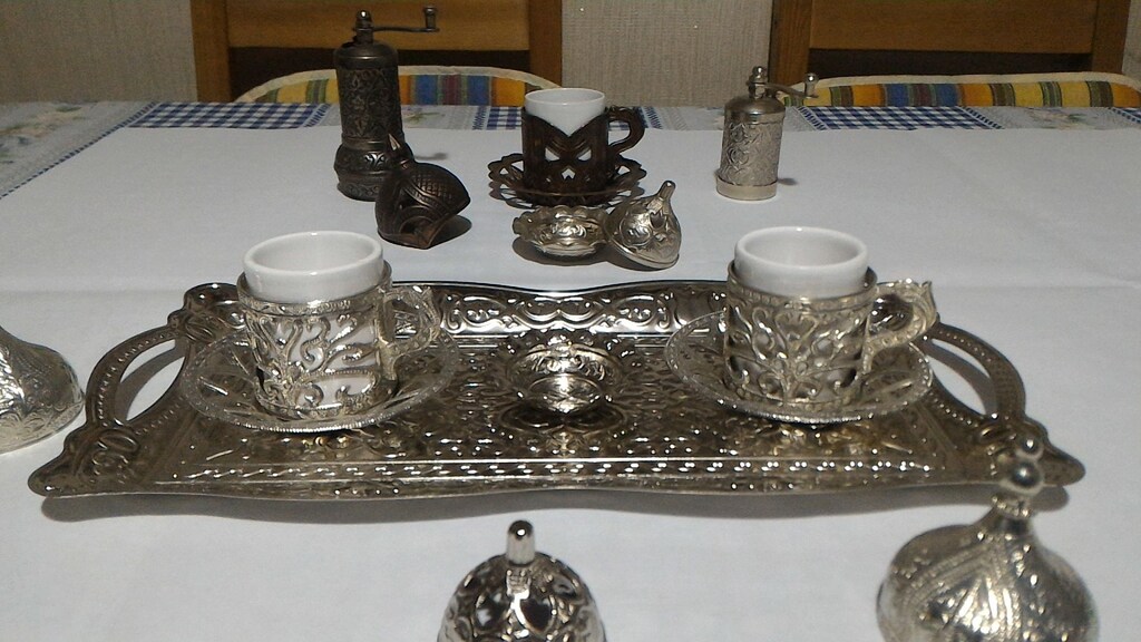 Metal Zamak Kahve Değirmen, Fincan ve Aksesuarları Takımı - 6