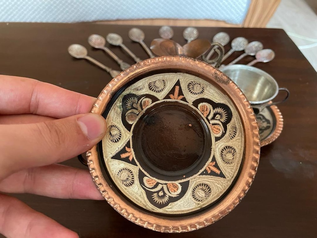Bakır işlemeli fincan takımı - 5