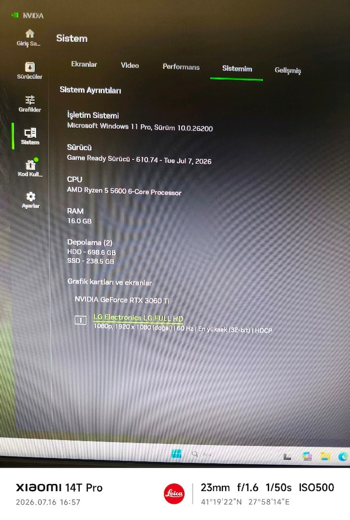 AMD RYZEN 5600/RTX 3060 Ti - 4