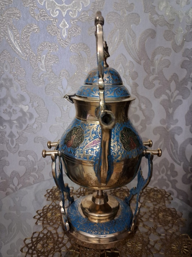 iran işi pirinç işlemeli çaydanlık - 2