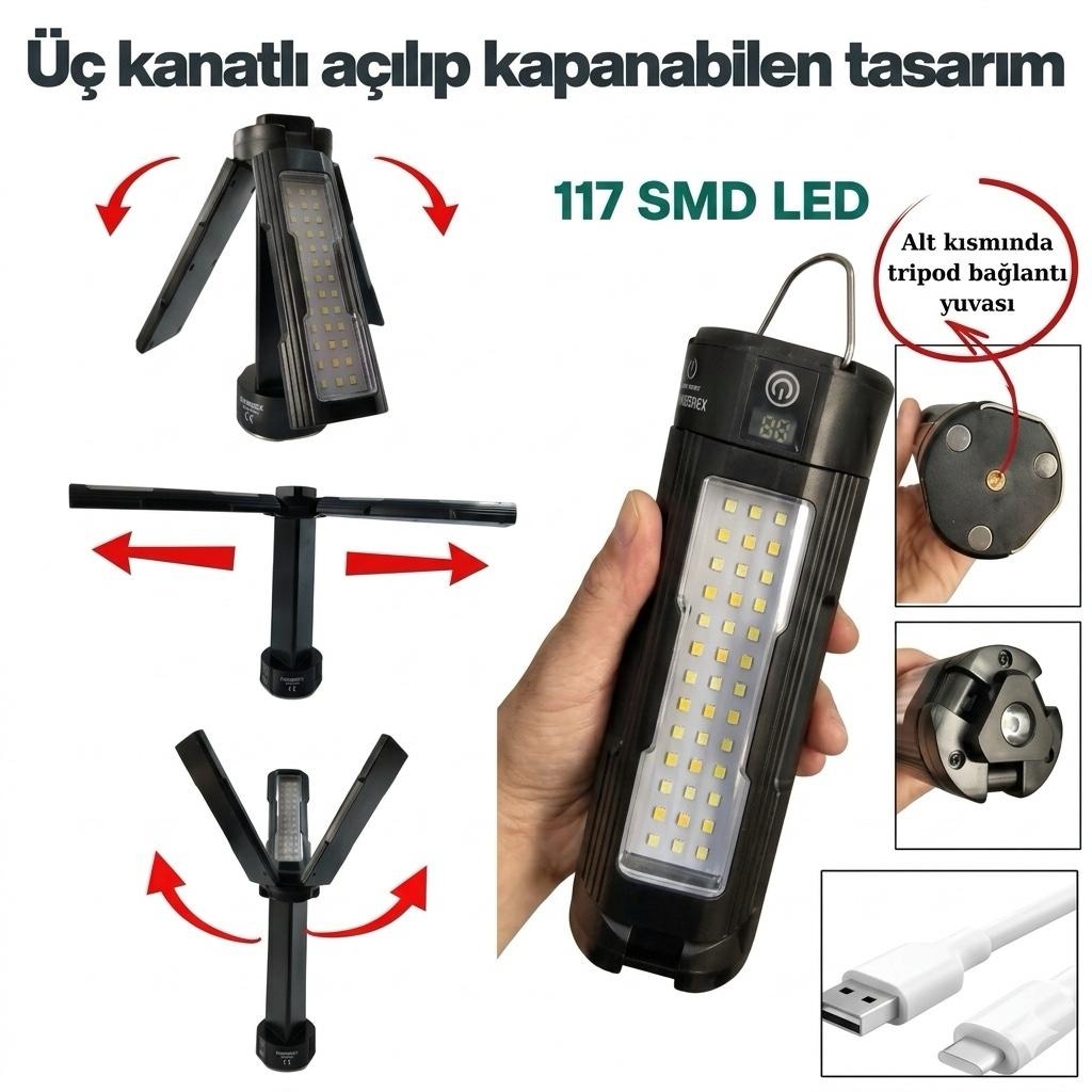 Güçlü Işıklı 360* dönen yaprak kamp lambası - 3