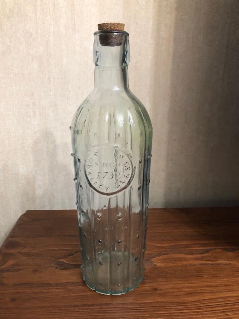 30 cm Kabartma İşlemeli Cam Şişe - 3