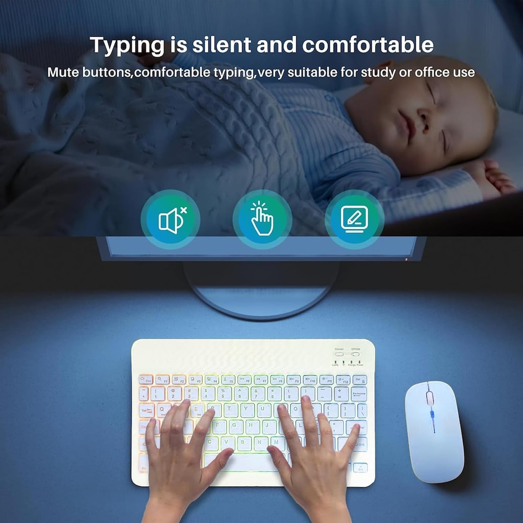 RGB LED Şarjlı Bluetooth TR-Q Klavye & Mouse Set Mini & Slim - 5