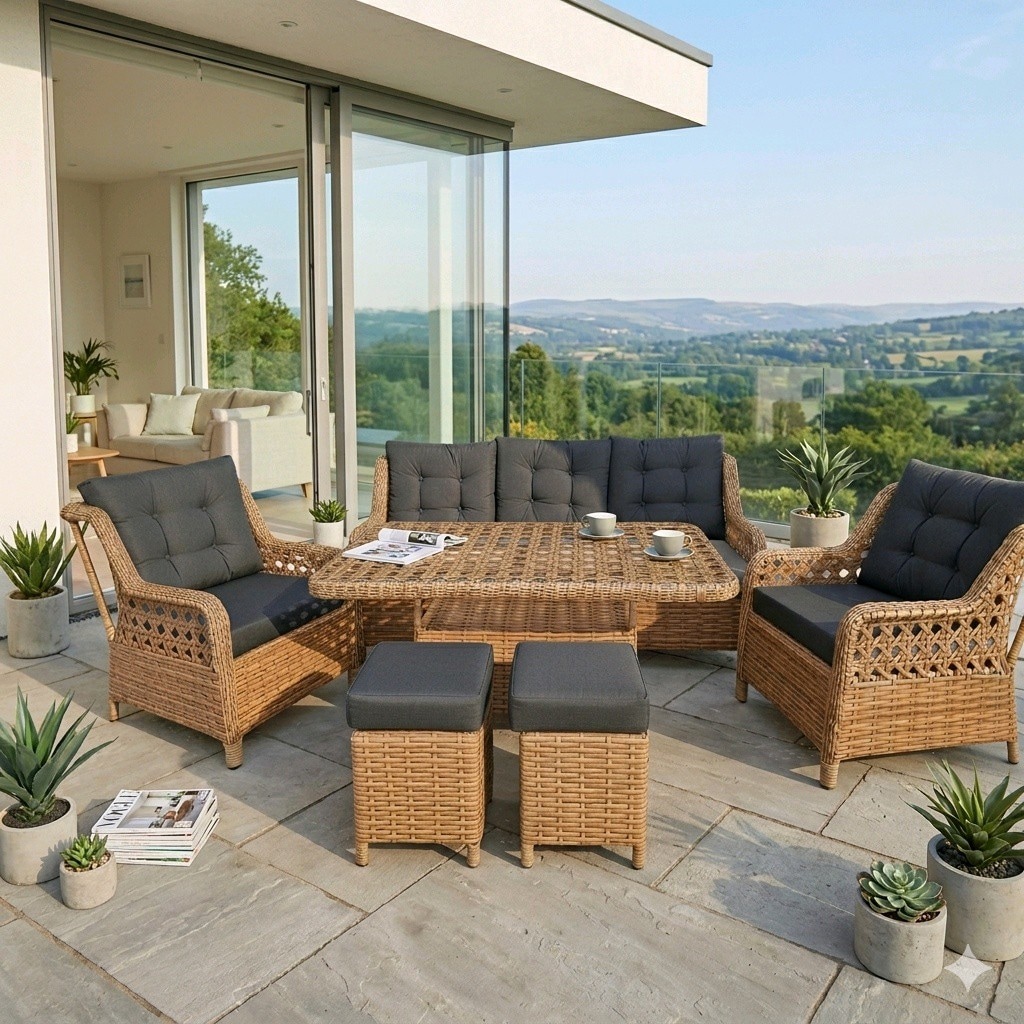 Rattan Bahçe Koltuk Takımı, Balkon Oturma Grubu, Bahçe Mobilyası - 3