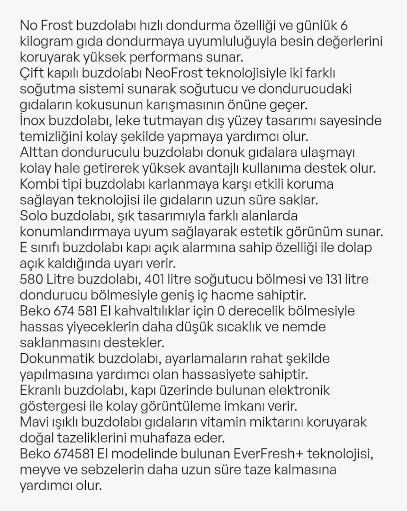 674581 EI No Frost Inox Leke tutmayan Buzdolabı - 10
