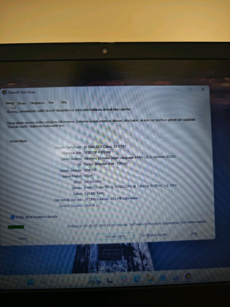 SATILIK LENOVO İ5 LAPTOP – NVIDIA EKRAN KARTLI - 7