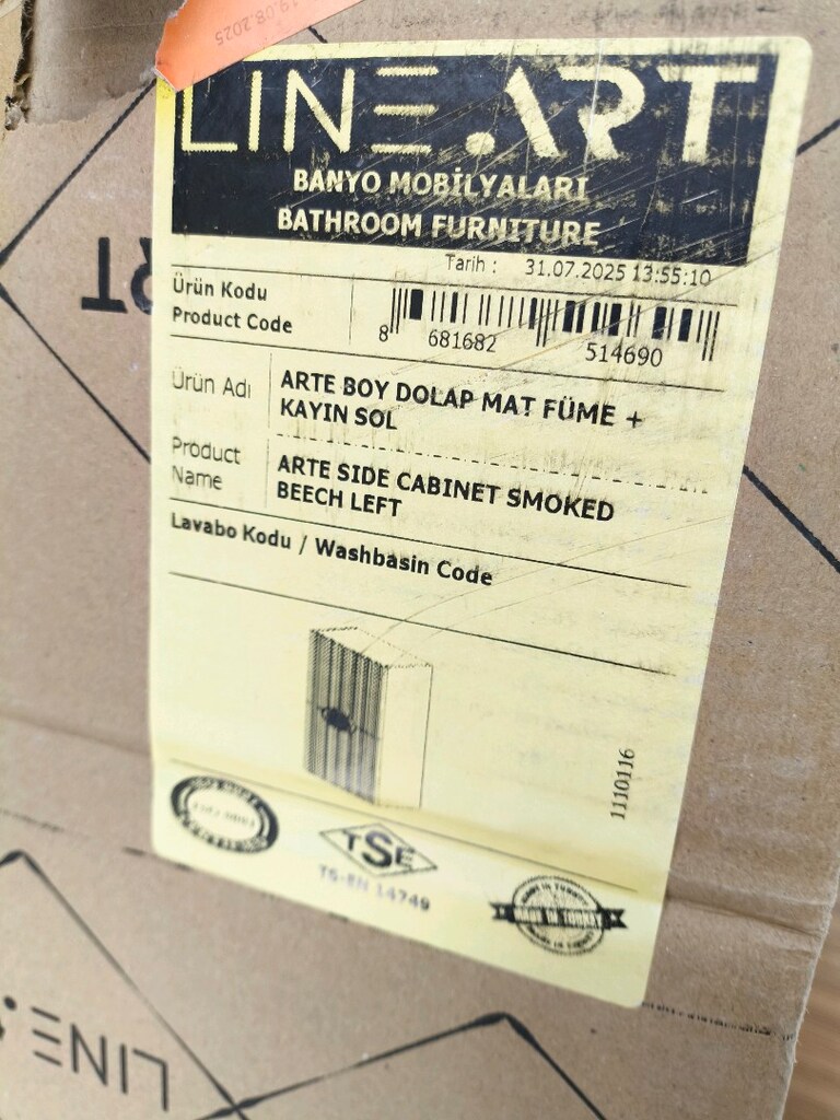 Sıfır / Kutulu - Lineart Arte Mat Füme Banyo Boy Dolabı (Sola Açılır) - 4