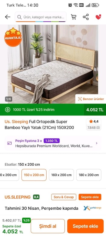Full Ortopedik Yaylı Yatak ve Kitaplık