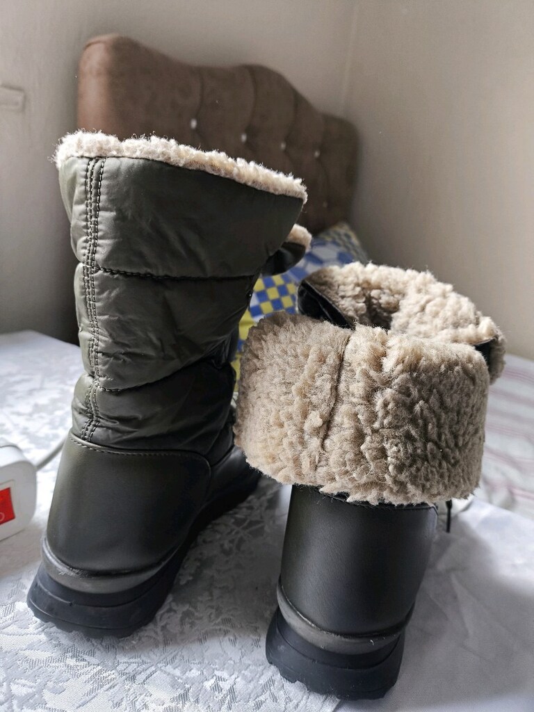 Haki Deri Detaylı Peluşlu Kışlık Bot - 6