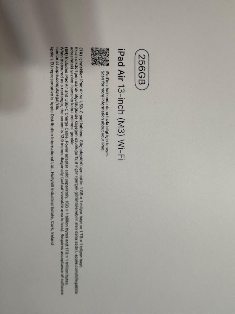 I PAD AİR 13 İNCH 256 GB