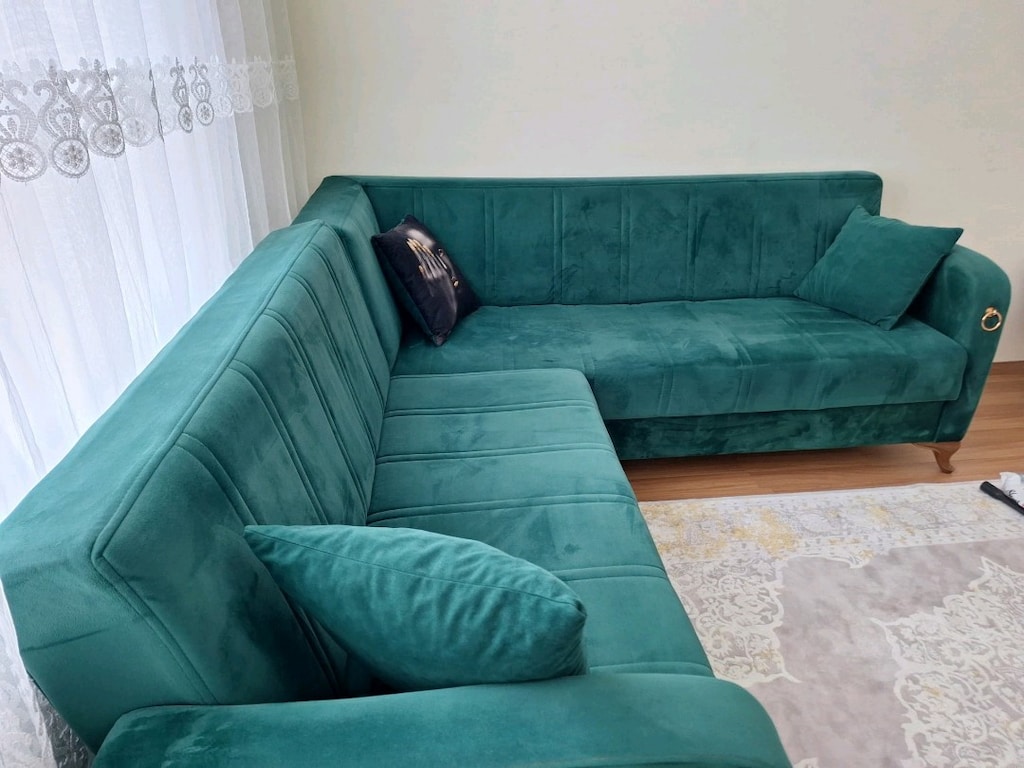 Kadife L köşe koltuk takımı - 2