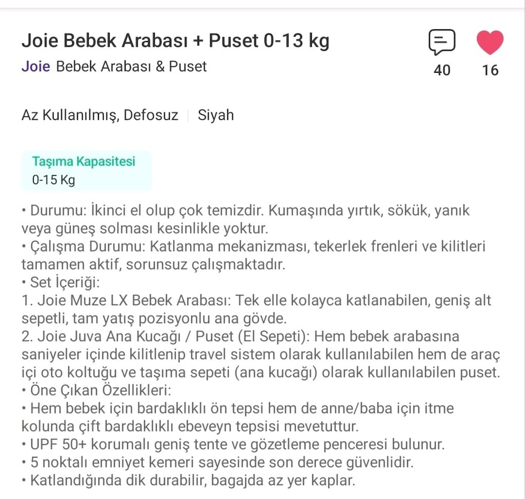 Bebek arabası + puset - 6